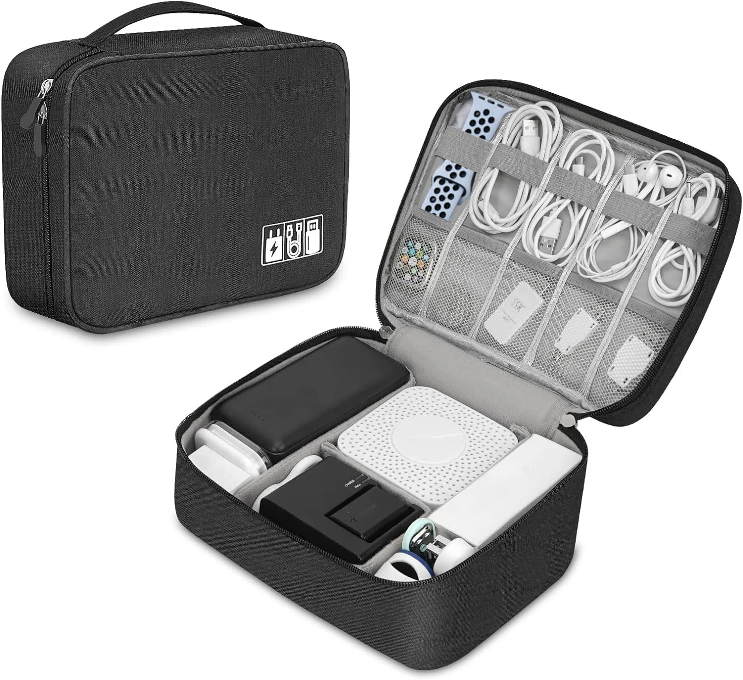 Tech Accessories Storage - Elektronik Aksesuarlar Kabloları Kulaklıklar için Taşınabilir