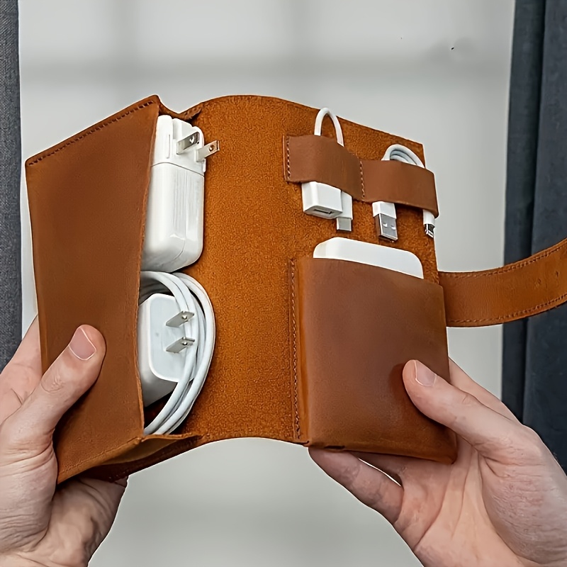 Tech Accessories Storage - 1 adet PU Deri Çok Bölmeli