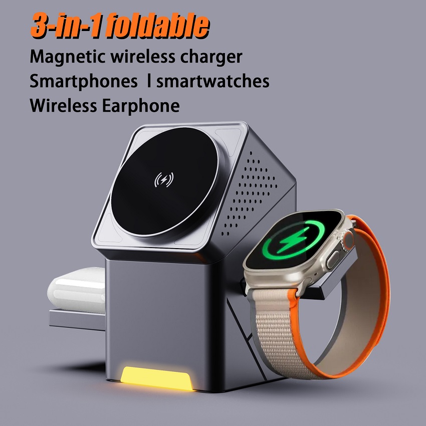 Wireless Charger 3 In 1 - 3'ü 1 Arada Manyetik Kablosuz Şarj