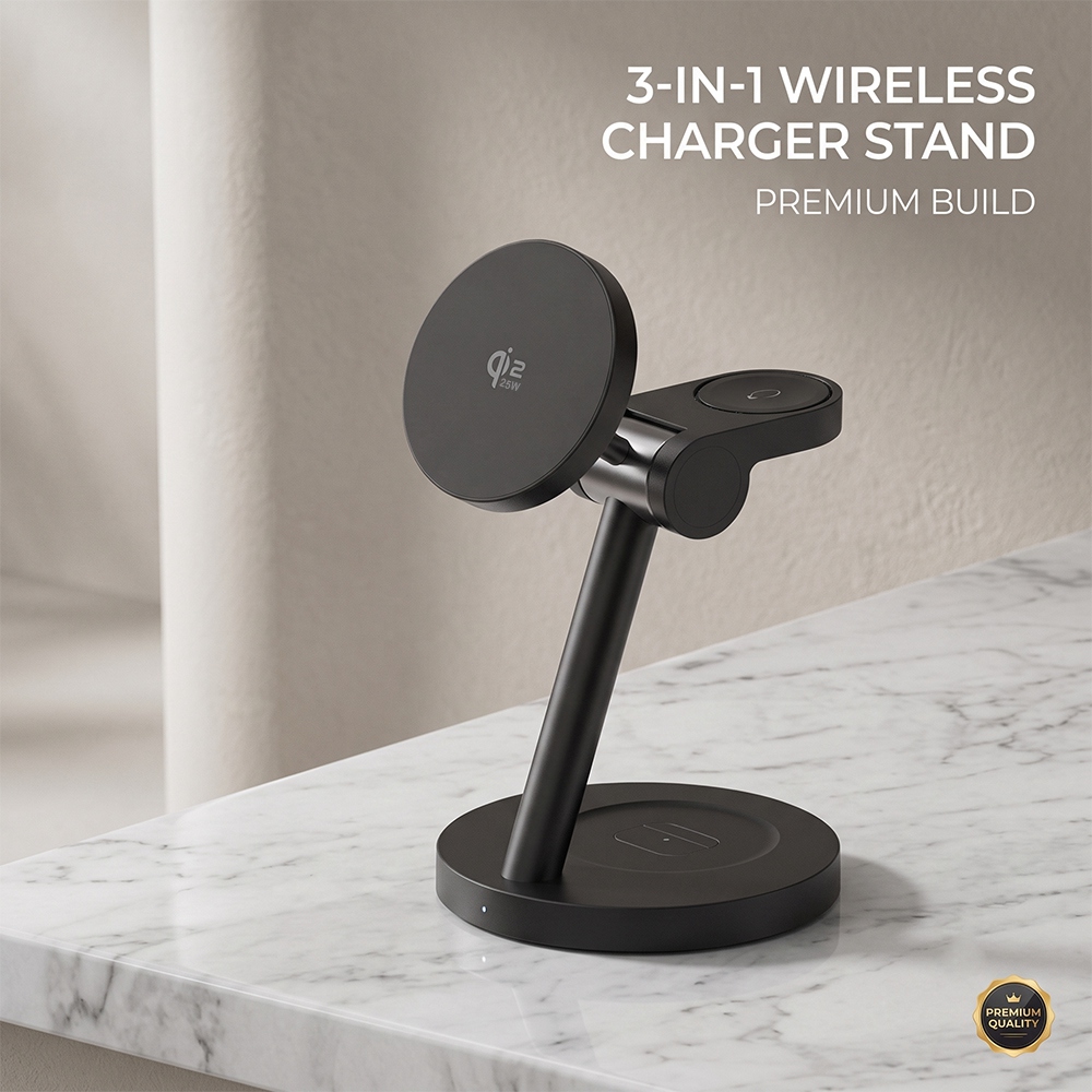 3'ü 1 arada Qi2.2 25W Hızlı Ka - Wireless Charger 3 In 1 incelemesi ve fiyatı