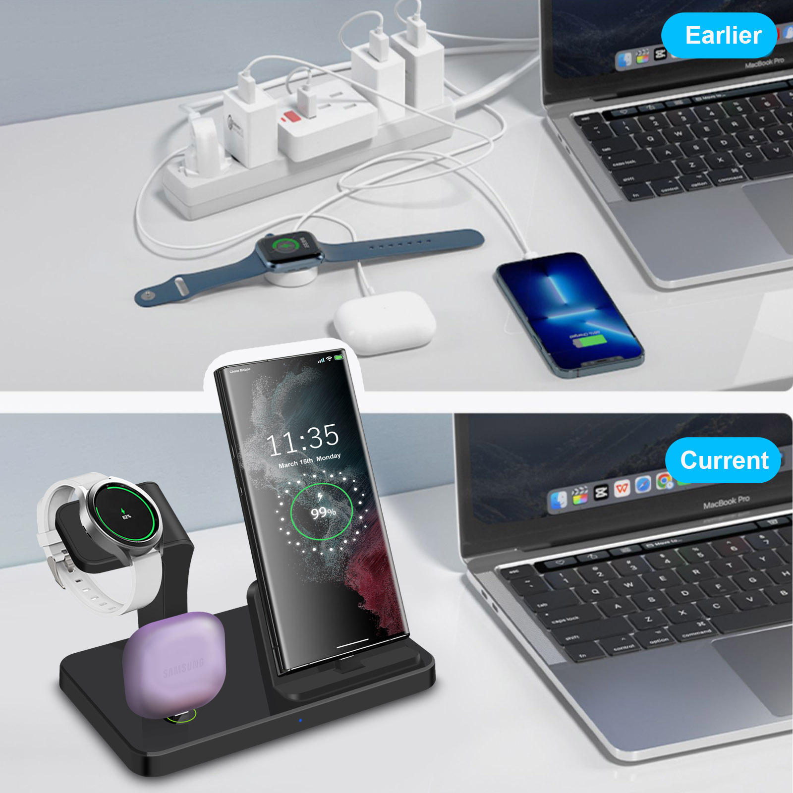 3'ü 1 Arada Tip C Portlu Kablo - Wireless Charger 3 In 1 incelemesi ve fiyatı